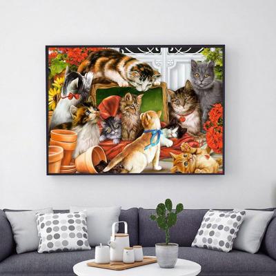 China New Classic/Postmodern Diamond Painting Kits 5D DIY Animal Square Full/Around Wall Art Handicraft Decor Diamond Painting Cat Picture Home for sale