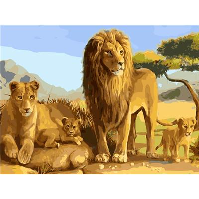 China New Classical/Postmodern Animals Paint By Numbers DIY Paint By Lion Oil Painting Sets Home Wall Decor Numbers Grassland Gifts Adult Artwork for sale