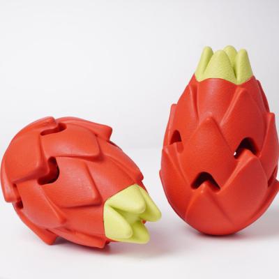 China New Arrival Viable Pet Toys Fruit Taste Dragon Fruit Shape Dog Toys Strawberry and Pitaya Chew Feeder for sale