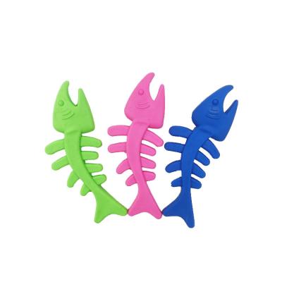 China Viable Pet Toys Wholesale Rubber In Stock Non-Toxic Rubber Fish Bone Shape Dog Toys Cat Toys for sale