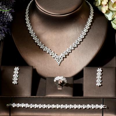 China CLASSIC Temperament Women Wedding 4pcs Necklace And Earring Set CZ Water Drop Jewelry Set Party Gifts for sale