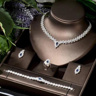 China CLASSIC Bridal Jewelry 4PCS Set For Women Wedding Indian Zircon Dubai Jewelry Sets 2022 for sale