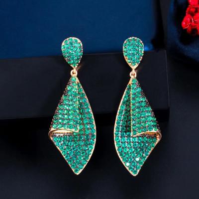 China FASHIONABLE Designer Style Creative Microscope Paved With Zircon Geometric Shapes Elegant Ladies Petals Earrings for sale