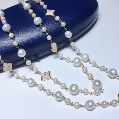 China Vintage shell pearl leaf necklace along can be wrapped around chain, dress dresses, decorations and sweater jewelry for girls for sale