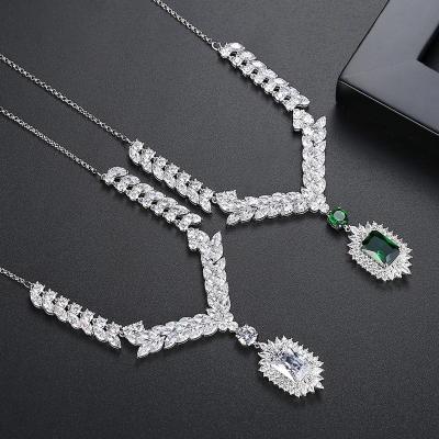 China Nickel/Lead Free Gorgeous 3A+ Zircon Pendant Necklaces For Women Wedding Banquet Fashion Jewelry Party Necklace Christmas Gifts for sale