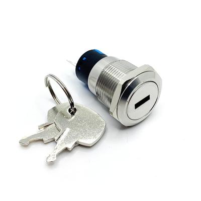 China With Key 19mm 3 Pin 2 Position Stainless Steel Metal Button Switch With Key for sale