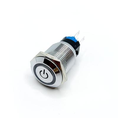 China Nickel Plated SS/Brass/Aluminum 16mm Red Color 12V LED Elevator Power Illuminated Push Button Switch for sale