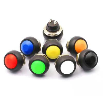 China Momentary/Latching 12mm 2 Black Green Blue Yellow Red Pin Momentary Push Button Switch for sale