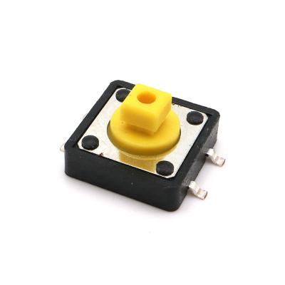 China Reset Plastic Black Yellow Square Metal DIP 1-3N SMT Tact Key Switch for sale