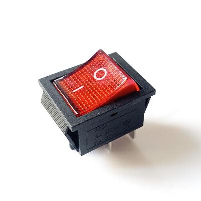 China 4 Pin Plastic Red Led Rocker Switch 16A Green Blue Yellow Red Black 4 Pin for sale