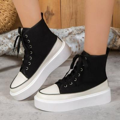 China Fashion 2022 Spring New Canvas High Top Shoes Breathable Women's Casual Shoes Thick Sole Lace Up Original Canvas Shoes for sale