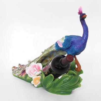 China Peacock Disposable Cheap Animal Decorative Figurine Stand Single Single Wine Factory Wine Bottle Holder for sale