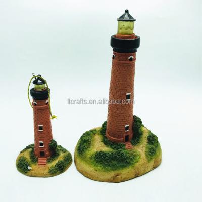 China Europe Hot Sale Resin Hanging Ornament Miniature Solar Lighthouse For Souvenir for sale