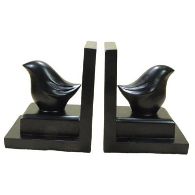 China Home Decor Personalized Vintage Black Bird Decorative Bookends Resin Bookends for sale