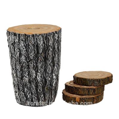 China China Resin Made Thin Craft Natural Looking Artificial Wooden Log Slices With Bark For Home Decoration for sale