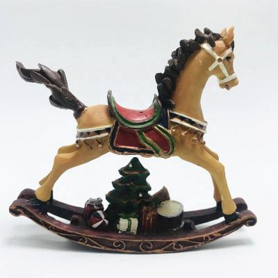 China Europe Personalized Christmas Decoration Hand Caved Rocking Horse for sale