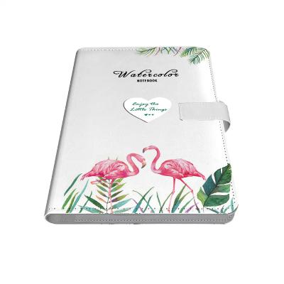 China Logo Printed A5 Faux Leather Flamingo Printed 6 Ring Binder Notebook Lined Paper Notebook for sale