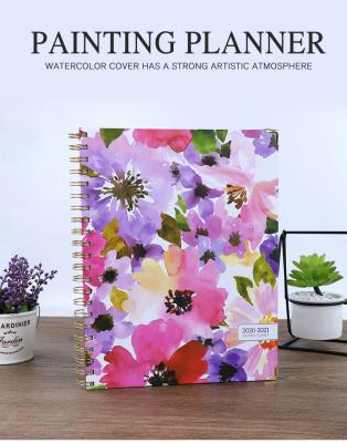 China Logo Printed Wholesale Planner Art Design Spiral Notebook Custom Stationery Watercolor Flower Printing Suppliers for sale