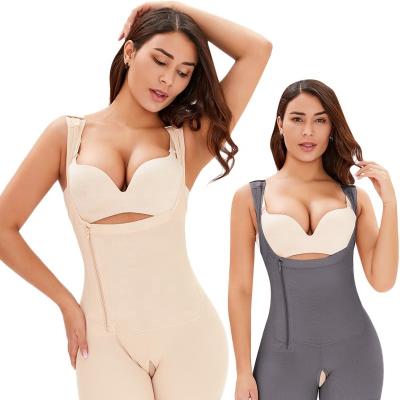 China Sale Antibacterial High Compression Amazon Zipper Body Shaper Overalls Butt Lifter Side Body Shaper Shapewear For Women for sale