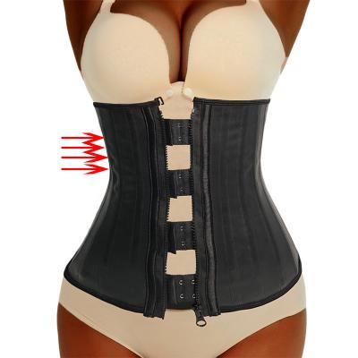 China Zipper&Hook Shaper Steel Bone Latex Waist Trainer Sheath 25 Antibacterial Colombian Private Label Waist Tummy Control Corset For Weight Lose for sale