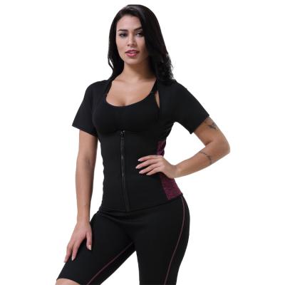 China Sustainable Neoprene Sauna Sweat Shapers Fajas Colombianas Women's Post Surgery Neoprene Sweat Sauna Shorts Sleeve T-Shirt Vest Body Shapers for sale