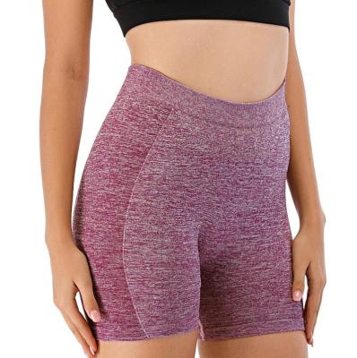 China 2022 New Seamless Breathable High Waisted Yoga Shorts Black Spotted Short Gaiters Raise Back Waistband Design Yoga Shorts For Women for sale