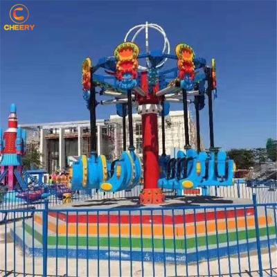 China Amusement Park Quick Money Making Outdoor Amusement Park Rides Airborne Shooting Rotating Flying Chair Double Spiral Throw for sale