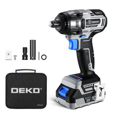 China DEKO DKBW20XL01-HS2 20V Impact Wrench 1500mAh Li-ion Battery Cordless Brushless Anvil Electric Drill 13mm (1/2