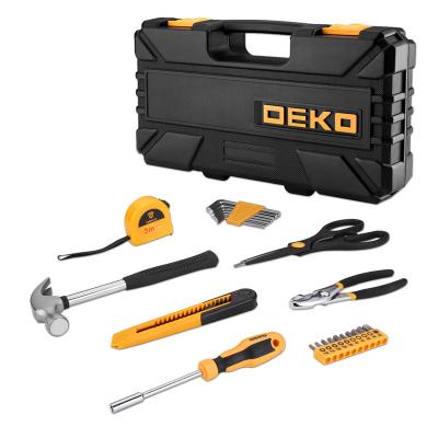 China DEKO Household Tool Kit DKMT62 General Household Repair Tool Kit With Tool Box Storage Case Plastic Socket Wrench Screwdriver Knife for sale