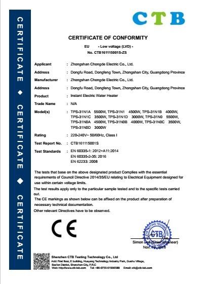 CE - Zhongshan Chongde Electric Co., Ltd.