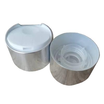 China Non Spill 24 All Plastic Aluminum Disc UV Top Cap Lid Double Layer 410 Plastic Lotion Bottle Covers for sale