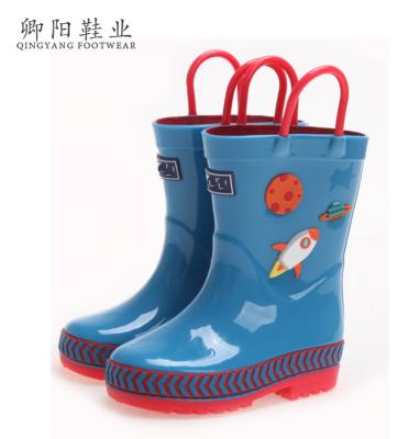 China Fashion Trend Factory High Quality Rainbow Kids Rain Boots PVC Fashion Transparent Rain Boots For Boys Rocket Rain Boots for sale