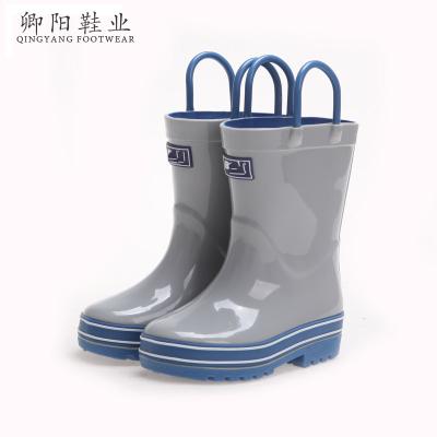 China Fashion Trend Factory High Quality Rainbow Kids Rain Boots PVC Flower Print Fashion Transparent Rain Boots With Handle for sale