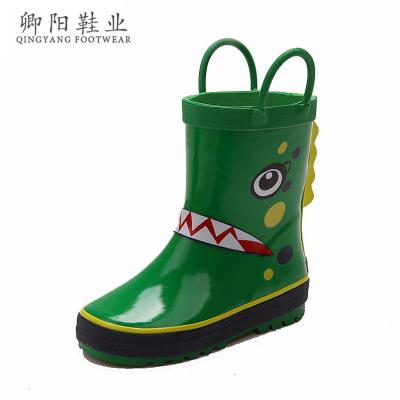 China Fashion Trend Manufacturer Factory High Quality Kids Monogrammed Boots Matt Finish Rubber Kids Rain Cartoon Giraffe With Dinosaur Print for sale