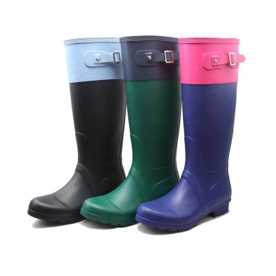 China Fashion Trend Manufacturer Factory High Quality Non-slip Women Long Hunting Rubber Rain Boots Waterproof Shoes for sale