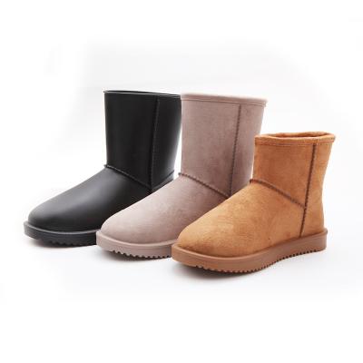 China Fashion Trend Manufacturer Factory High Quality Women Warm Winter Non-slip Kids Fur Lining Shoes Medium Size Fashion Ladies PVC Rain Boots for sale