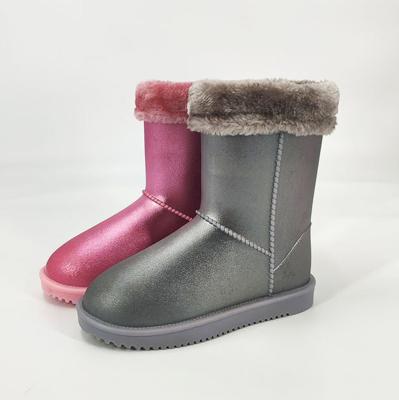 China Fashion Trend Manufacturer Factory High Quality Women Warm Winter Non-slip Kids Fur Lining Shoes Medium Size Fashion Ladies PVC Rain Boots for sale