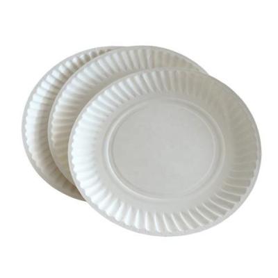 China Sustainable Party Wedding Supplies Disposable Paper Plate Tableware Eco - Friendly Plate White Round Paper Plates for sale