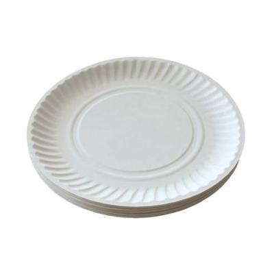 China Viable High Quality Customizable Round Kitchen Paper Plate White Reusable Biodegradable Tableware Dish for sale