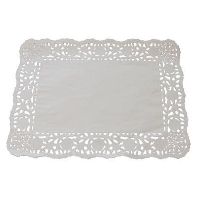 China Sustainable Disposable White Lace Rectangular Paper Doilies, Rectangular Decorative Paper Place Mats Bulk For Cake, Party, Wedding for sale