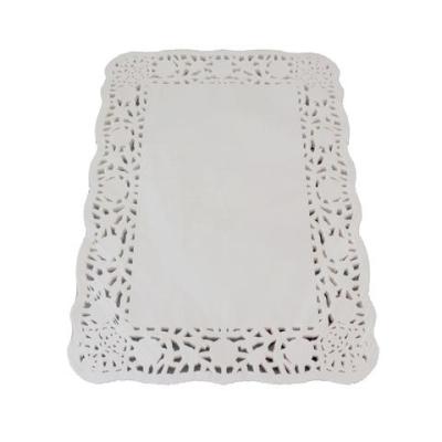 China Viable White Tissue Paper Lace Disposable Supply Doilies Set Mat Cake Paper Lace Doily Rectangular Doyley For Decoration for sale