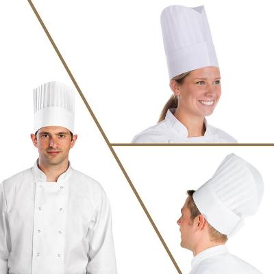 China Eco-Friendly Customizable Excellent Quality Non-woven Fabric Chef Hat Kitchen Supplies White Disposable Chef Hat For Cooking Hat for sale