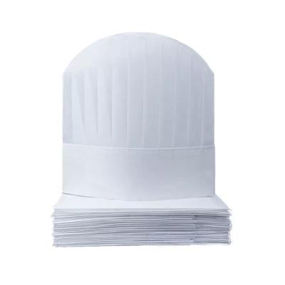 China Wholesale Hot Selling Inductry Kitchen Restaurant High Quality White Special Nonwoven Chef Hat Round Lid 60g/Factory Direct Sale Cooking Hat for sale