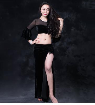 China Belly Dance Practice Set High Quality Wuchieal Pleuche Belly Dance Training Clothing for sale