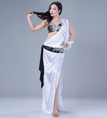 China Spandex Top and Belly Set Grade QC2821 Wuchieal Elastic Silk Satin Dance Dress for sale