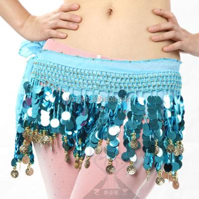 China hip scarf sequins and gold coins puff dance hip scarf/belly dance belt for sale