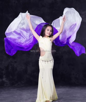 China Real Silk Veils SJ022 Whieal Gradient Big Color Belly Dance Veil for sale