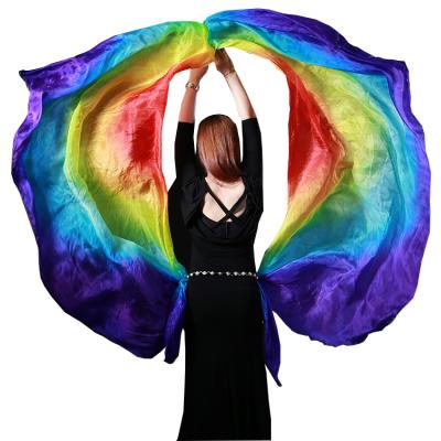 China Silk Veil Wuchieal Belly Dance Props Semicircle Rainbow Belly Dance Wholesale Silk Veil for sale