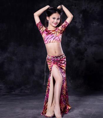 China RT133 Attractive Wuchieal Printed Fabric Kids Bellies Dance Training Costume for sale