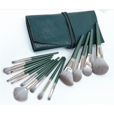 China Angular Blush 14 Pcs Synthetic Fiber Brush Set With Travel Bag for sale